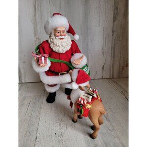 Clothtique possible dreams Santa Claus deer friend mail‎ carrier Xmas figure set